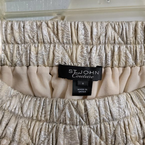 ST JOHN COUTURE FLORAL SILVER AND GOLD SILK BROCADE SUIT - Picture 8 of 10